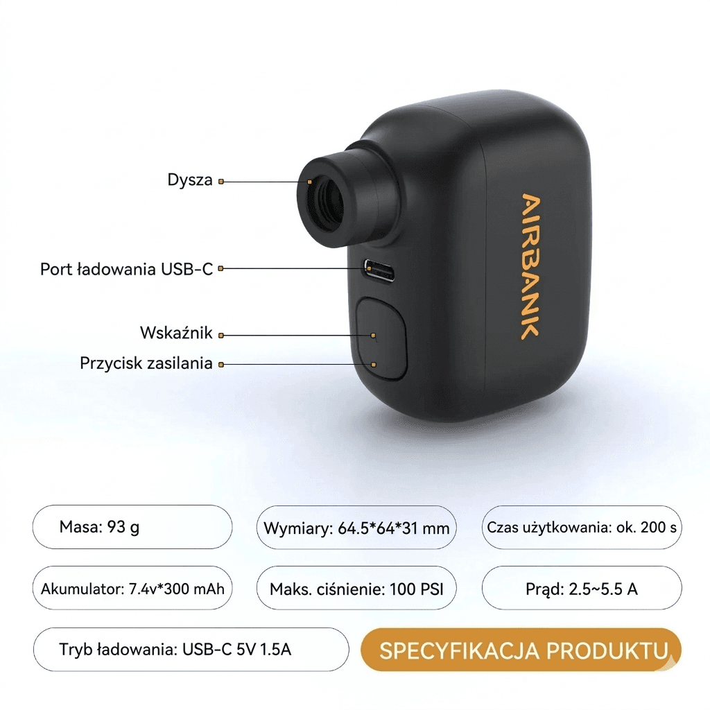AIRBANK Pocket SE Mini - Elektryczna Pompka Rowerowa